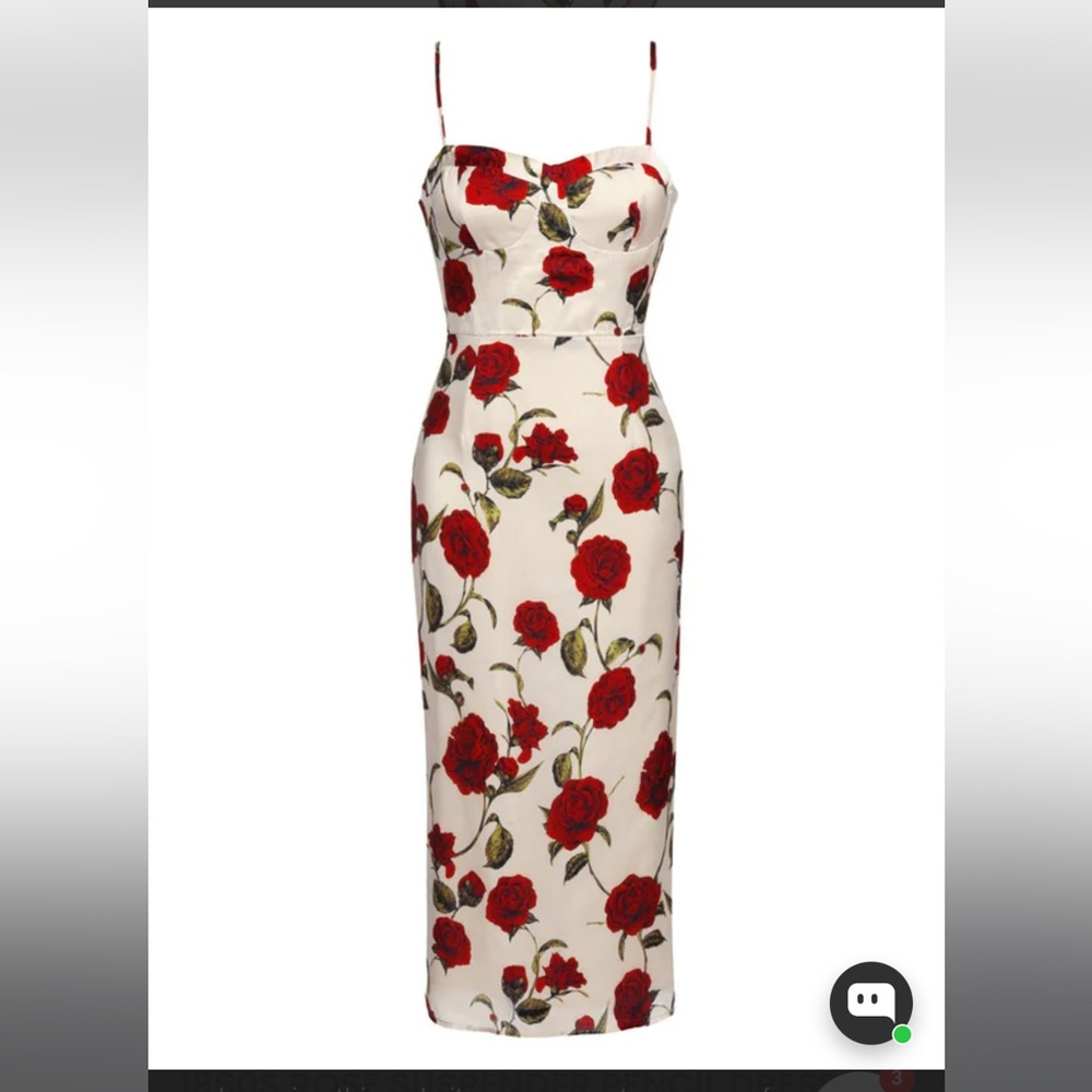 1960s Rose Suspender Pencil Dress
